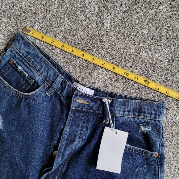 Cello 90s Baggy Distressed Frayed Highrise Dark Blue Junior's Jeans Size 9 NWT - Picture 4 of 9